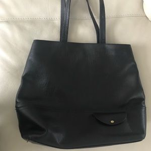 Black J. Crew Leather Tote Bag